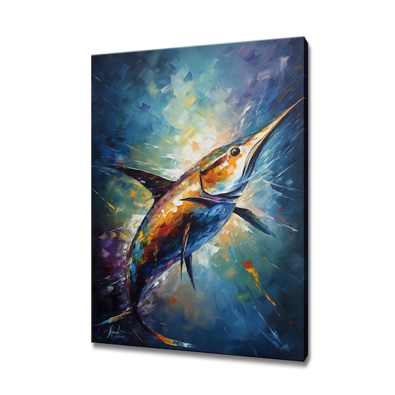 Portrait Of A Swordfish Print Picture Wall Hanging Handmade Art Print Home Decor Gifts Fast Free Uk Delivery
