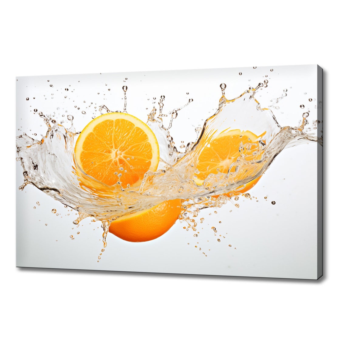 Fresh Orange Slices Splashing Into Water High Speed Photography Print