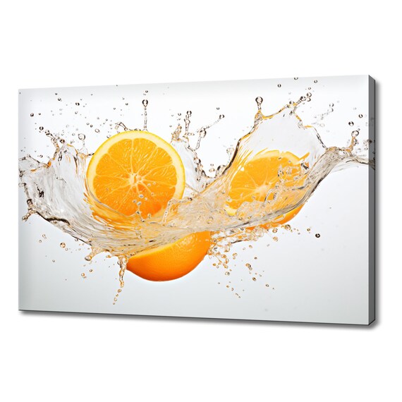 Oranges Fruits Splashing In Water Print Fruits Lover Gift Kitchen Restaurant Wall Art Print Colourful Fruits Wall Decor