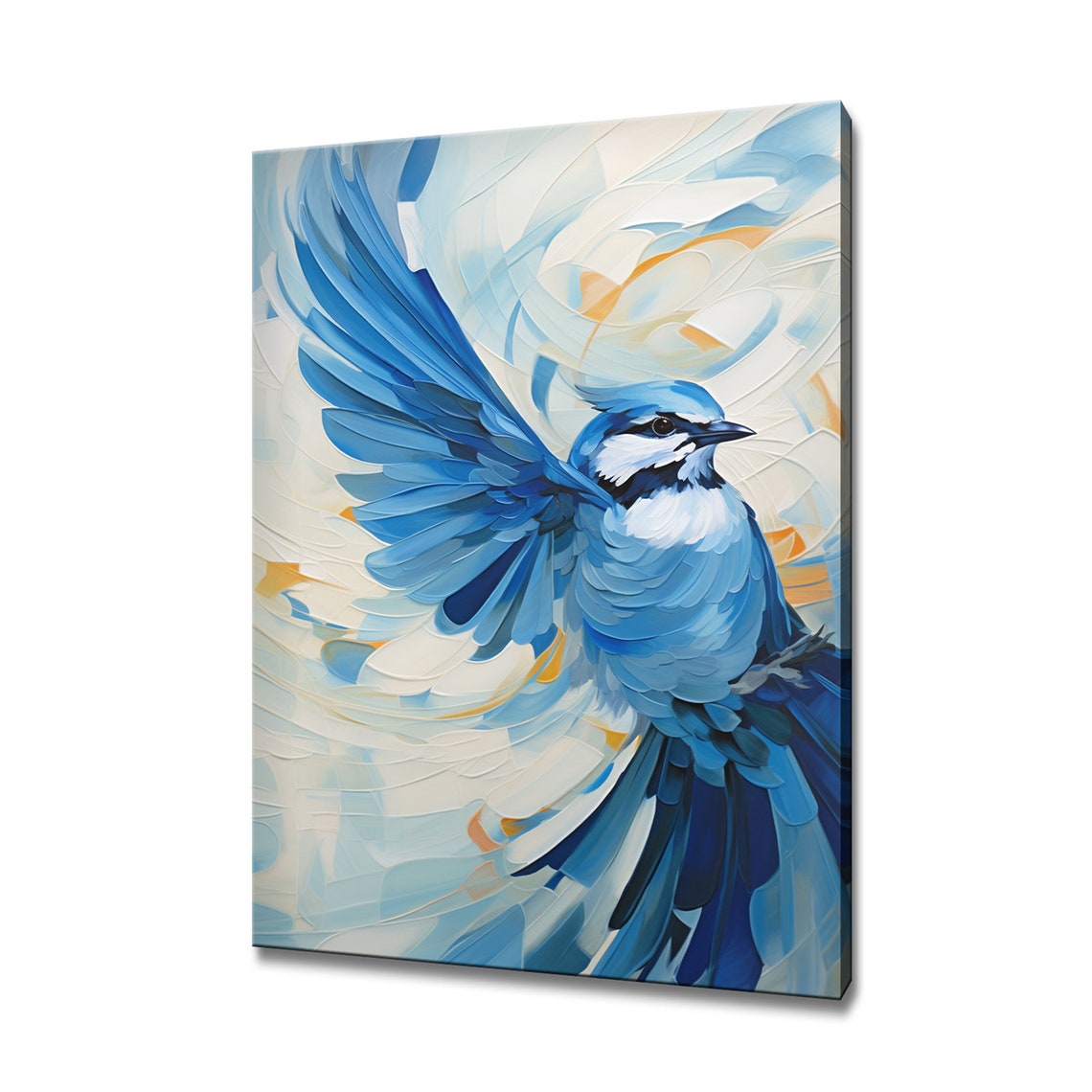 Blue Jay Bird in Flight Abstract Blue Wildlife Bird Art Poster