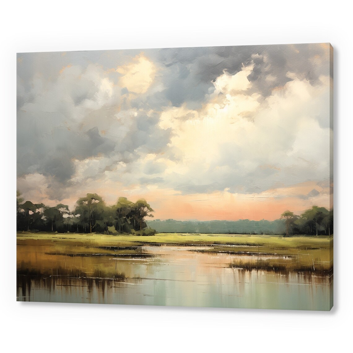 Cloud Above Lake Vintage Countryside Landscape Art Print