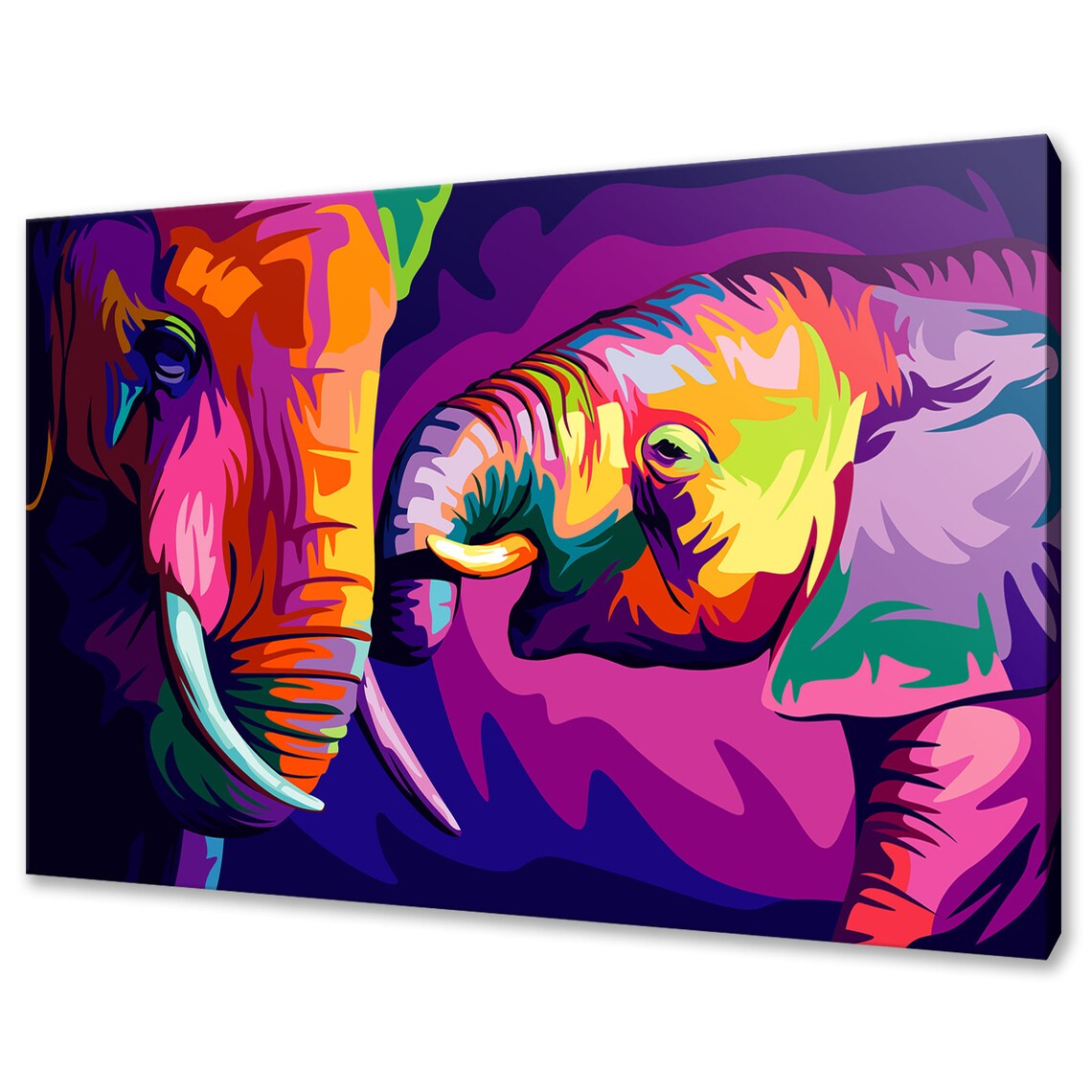 Elephant Mother and Baby Wildlife Art Print Decor