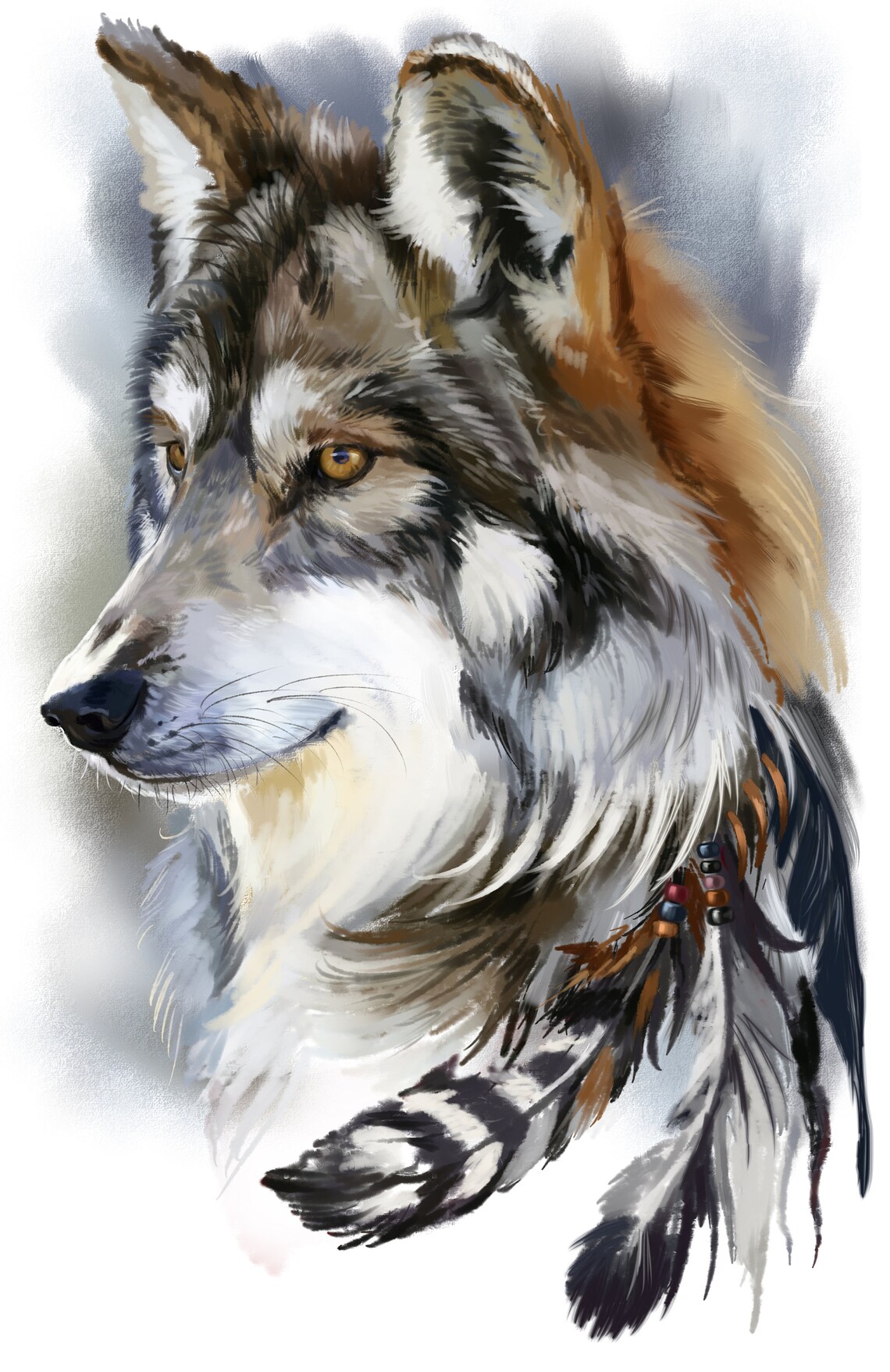 Wolf Art Print, Colourful Wild Animal Wall Decor