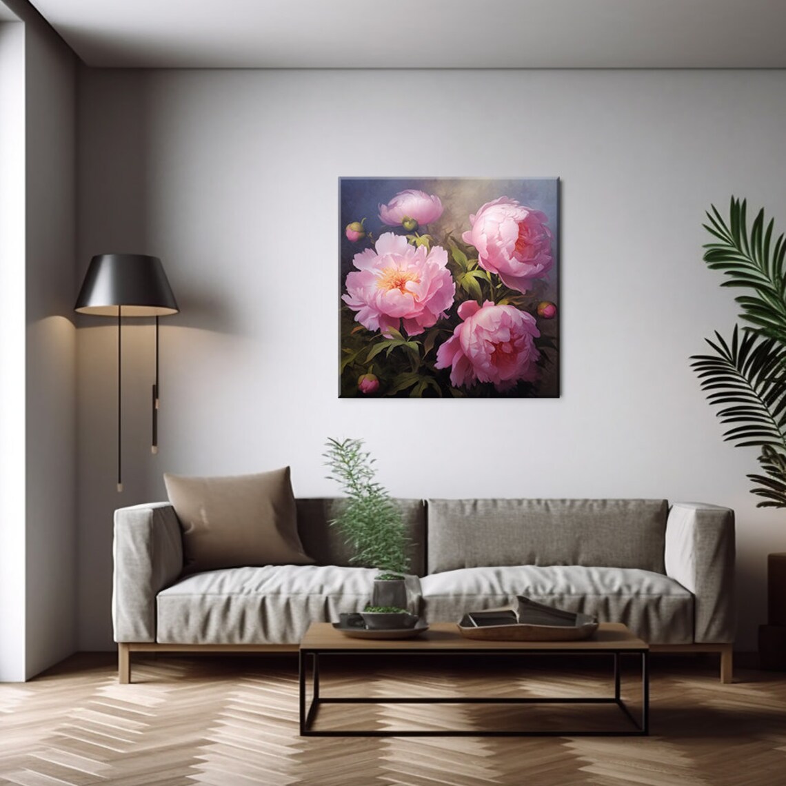 Pink Peony Bouquet, Vintage Oil Painting Art Print - Image 3