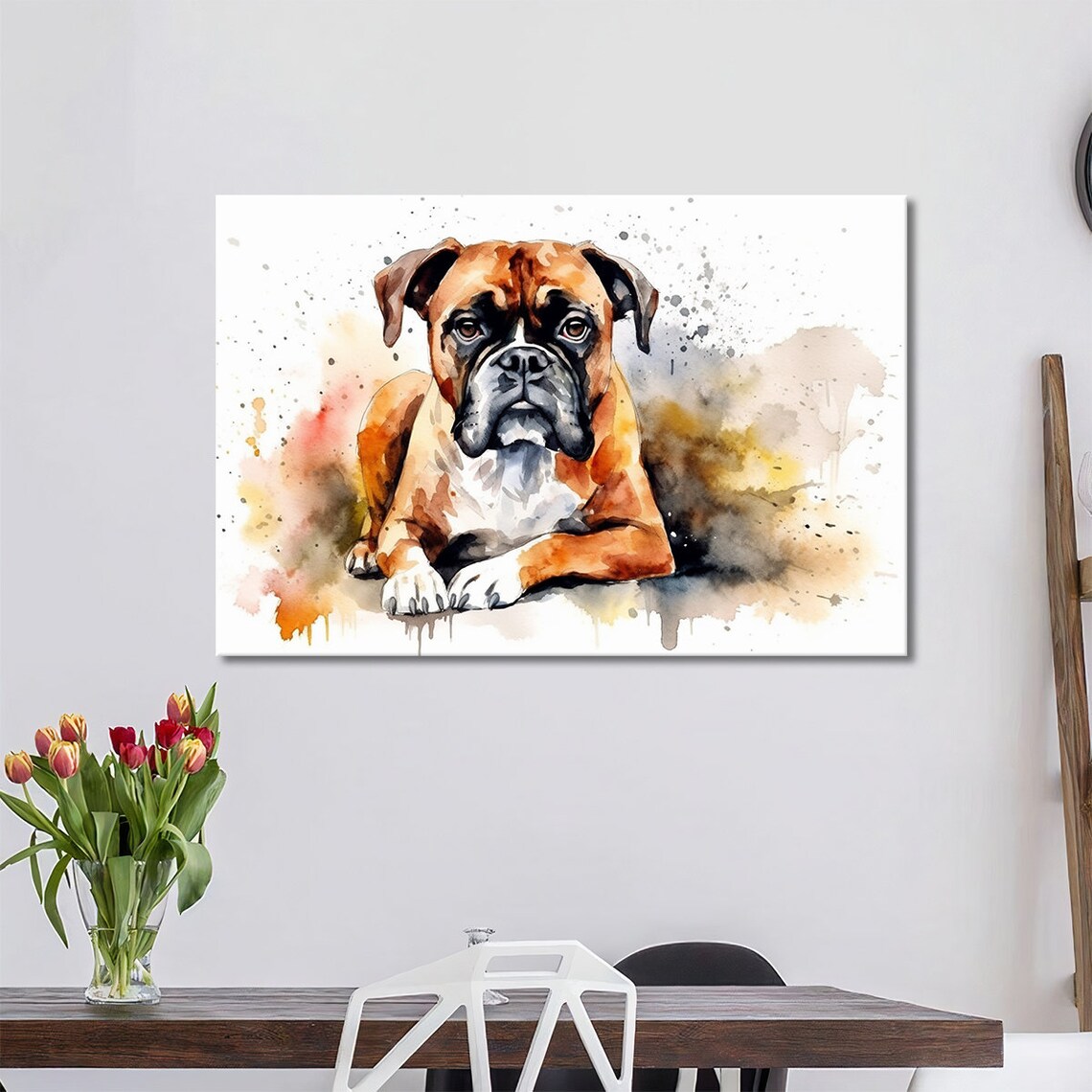 Boxer Dog Watercolour Painting Style Art Print - Image 3