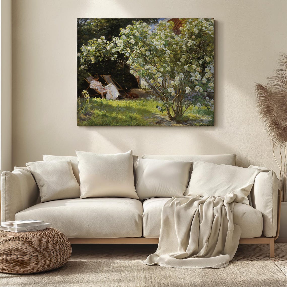 Rose Garden Deck Chair Sunny Summer Garden Classic Painting Print - Image 3