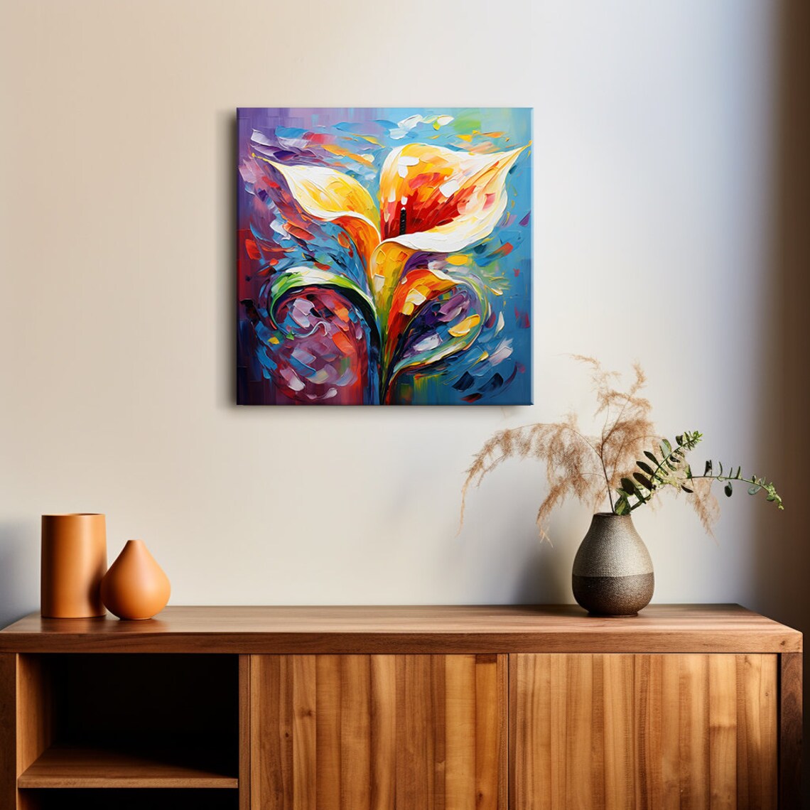Abstract Calla Lily Impasto Oil Painting Vibrant Floral Poster - Image 3