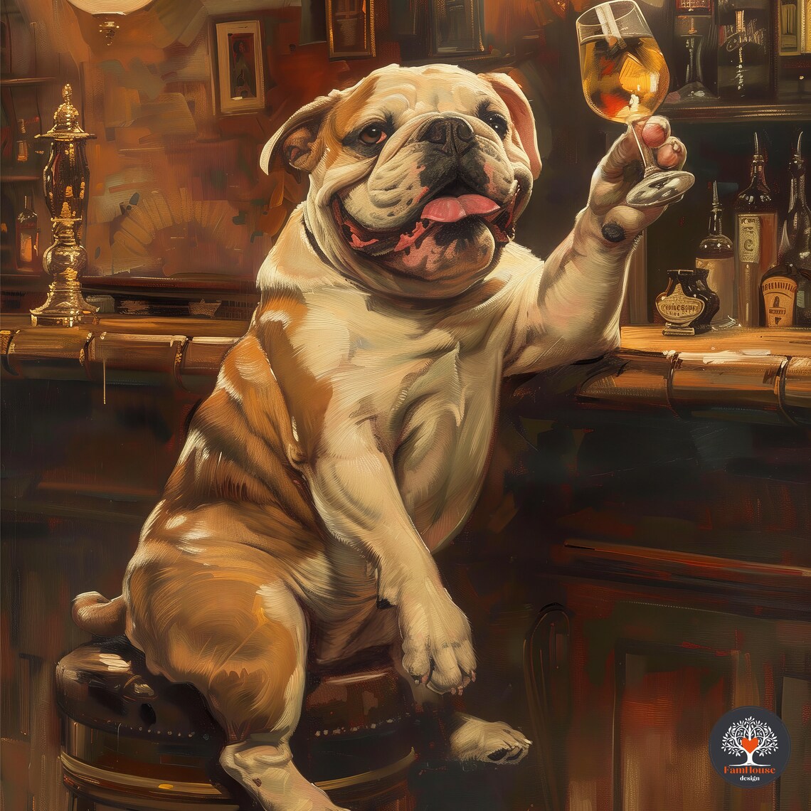 Whimsical English Bulldog Personalized Pet Portrait Print - Image 6
