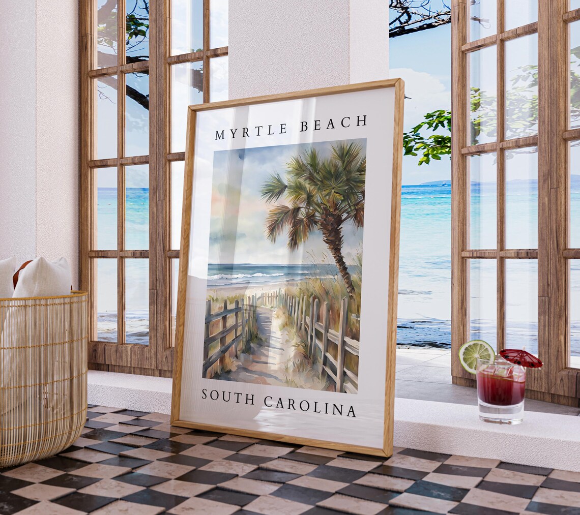 Myrtle Beach South Carolina Watercolor Travel Poster