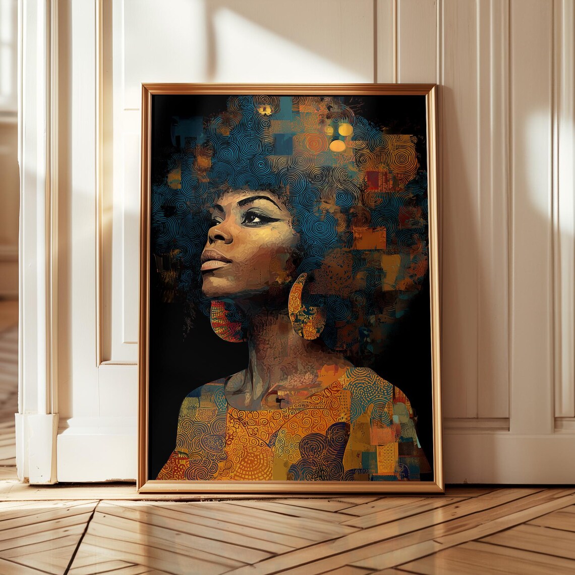 Black Woman Wall Art, Gustav Klimt Style Poster