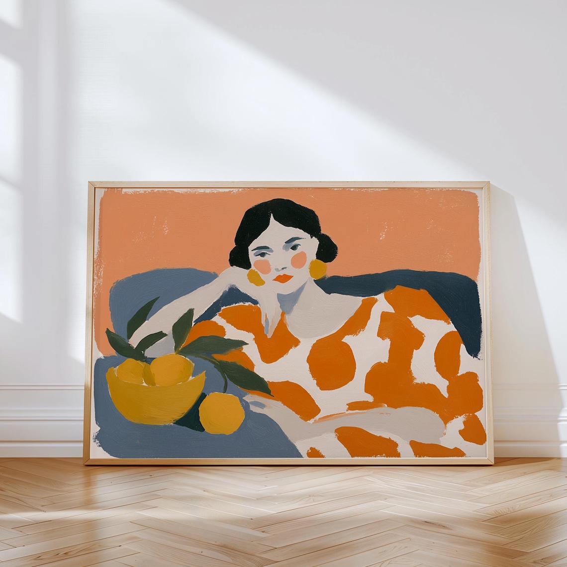Orange Woman, Matisse Style Mediterranean Art Print