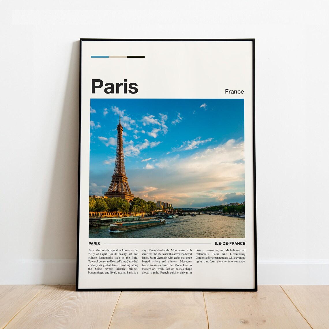 Paris France Eiffel Tower City Guide Minimalist Travel Poster