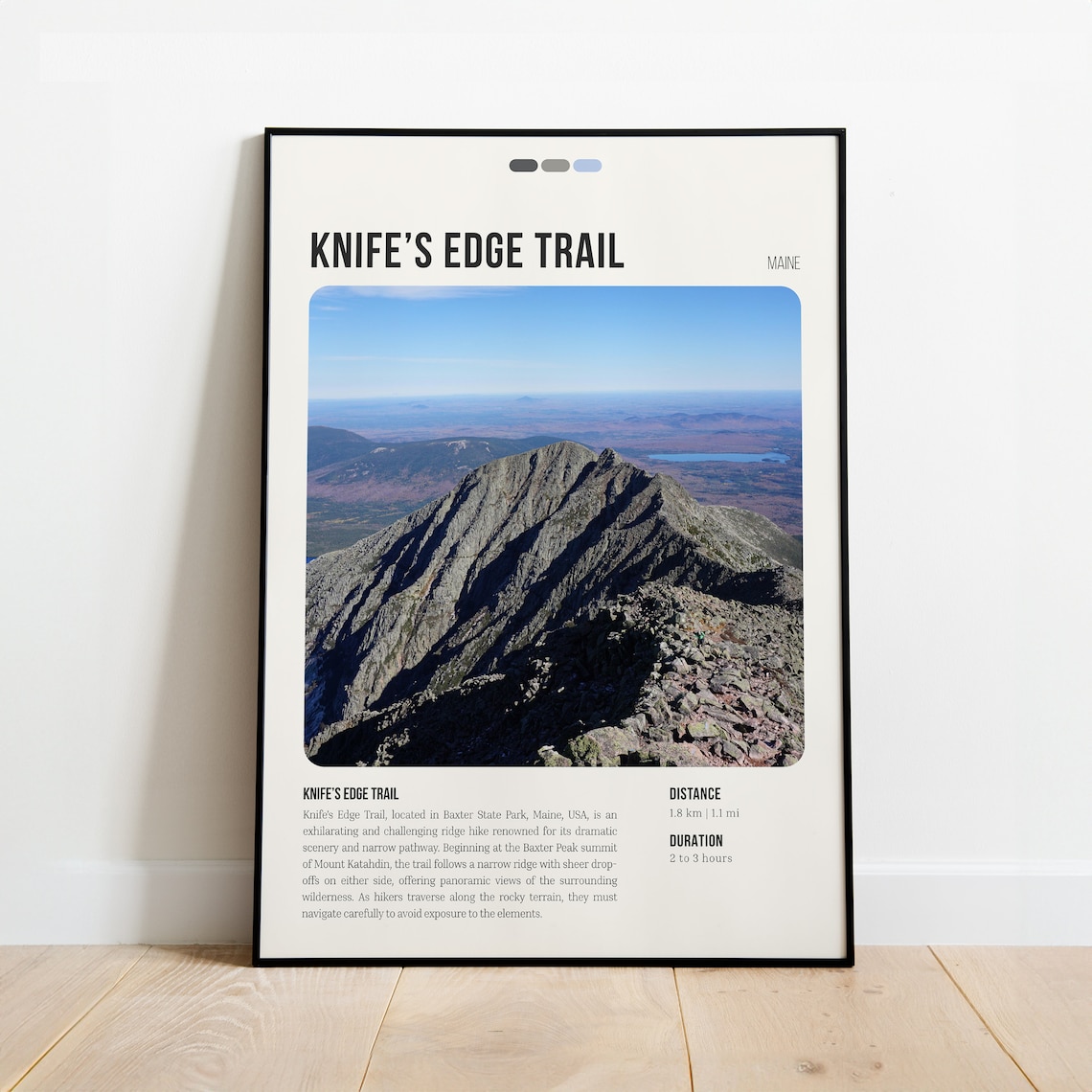 Knife's Edge Trail Maine Mount Katahdin Hiking Travel Poster