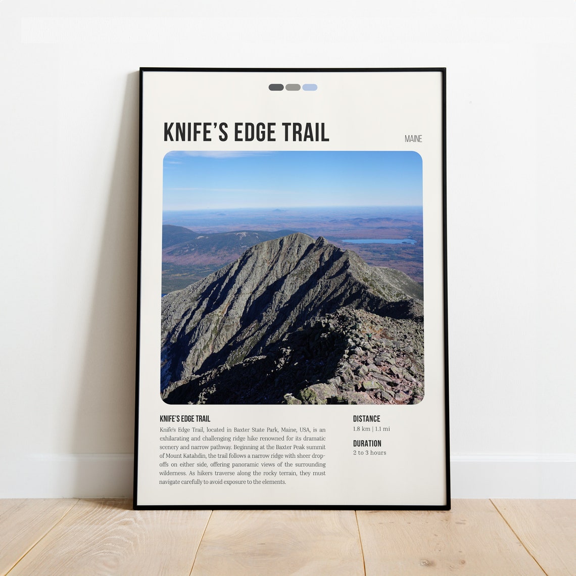 Knifes Edge Trail Print Poster Wall Art Maine