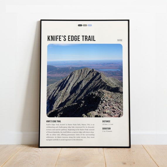 Knifes Edge Trail Print Poster Wall Art Maine
