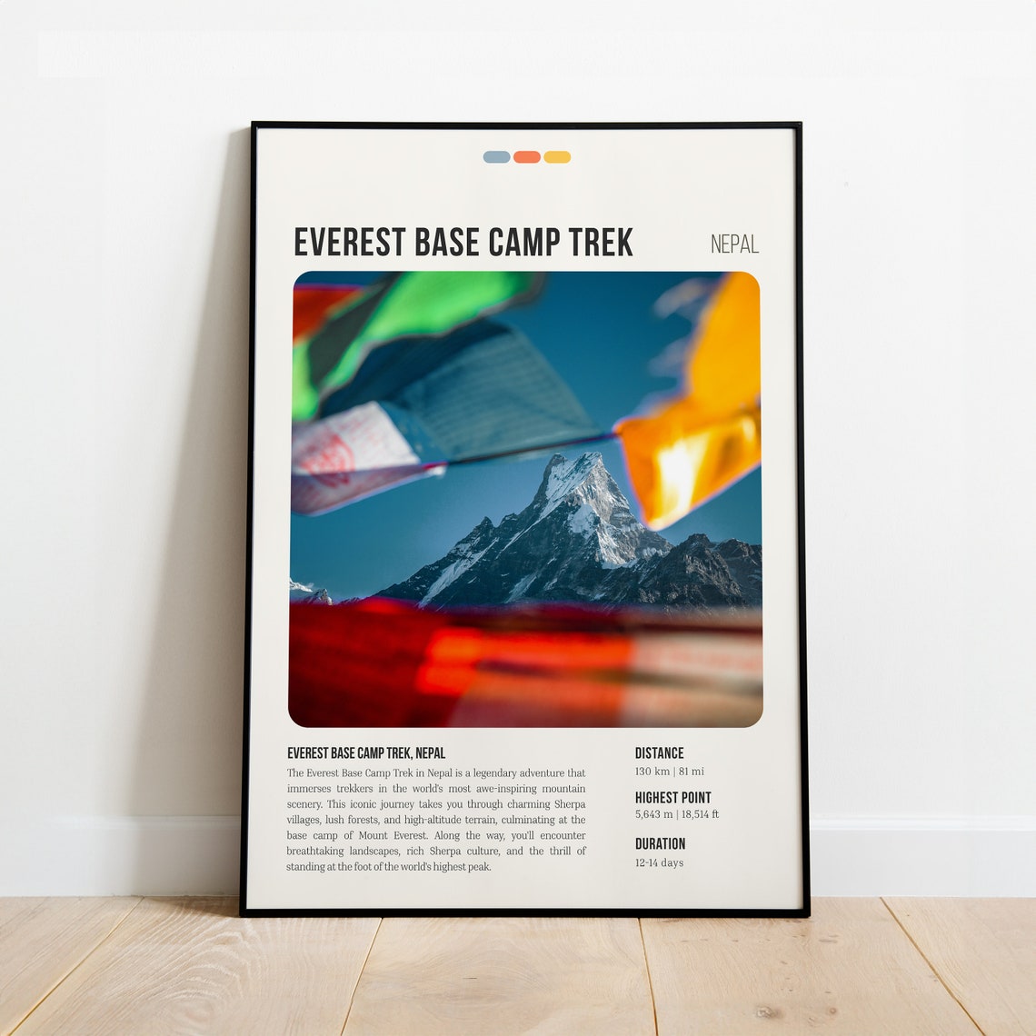 Everest Base Camp Trek Nepal Himalaya Prayer Flags Mountain Poster