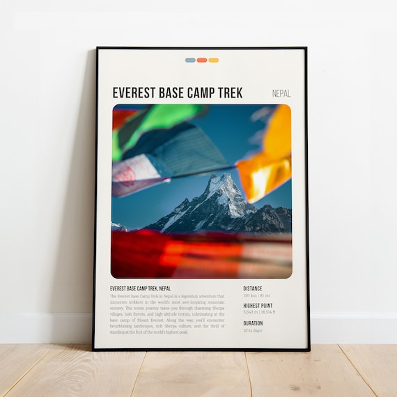 Everest Base Camp Trek Nepal Himalaya Prayer Flags Mountain Poster