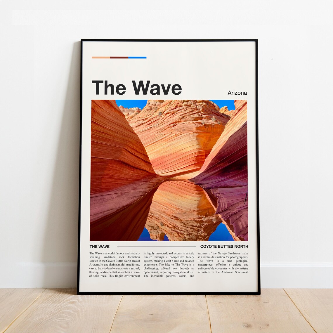 The Wave Arizona Coyote Buttes Minimalist Desert Travel Poster