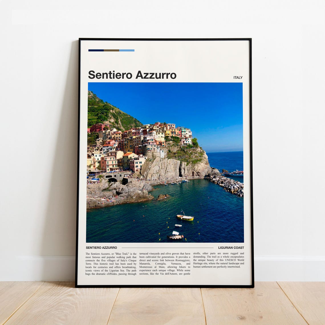 Sentiero Azzurro Cinque Terre Italy Minimalist Travel Poster