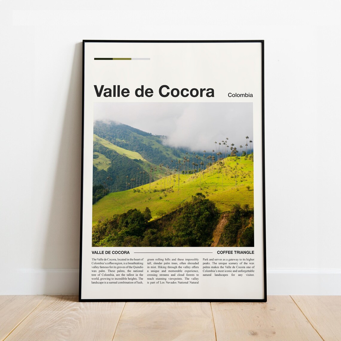Valle de Cocora Colombia Wax Palms Green Minimalist Travel Poster