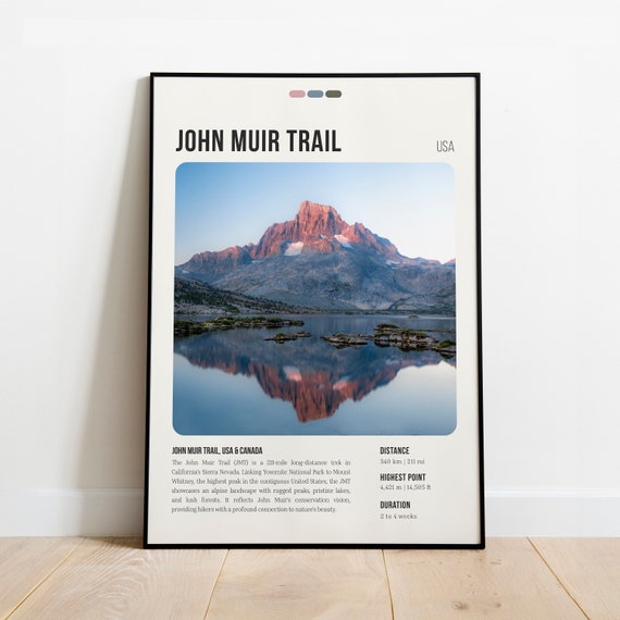 John Muir Trail Print Poster Wall Art Hiking