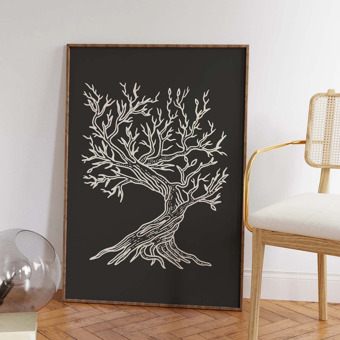 Bare Winter Tree Sketch Minimal Black Botanical Wall Decor Poster - Image 2