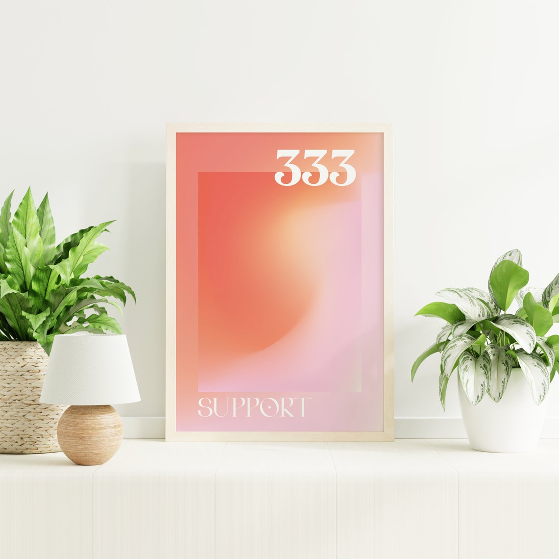 Angel Number 333 Support Poster with Coral Aura Gradient Design - Image 3