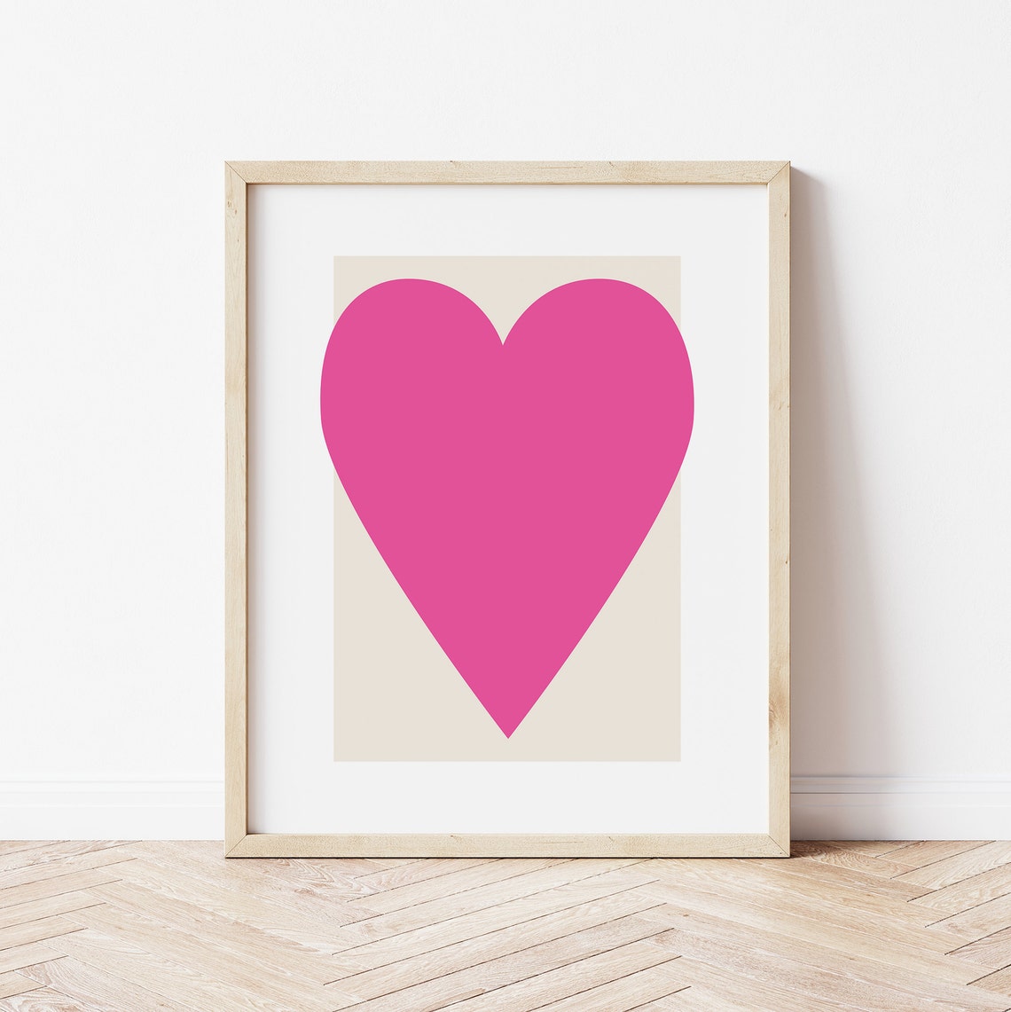 Pink Heart Print Art Abstract Minimal Heart Poster Art Cute Trendy Wall Art