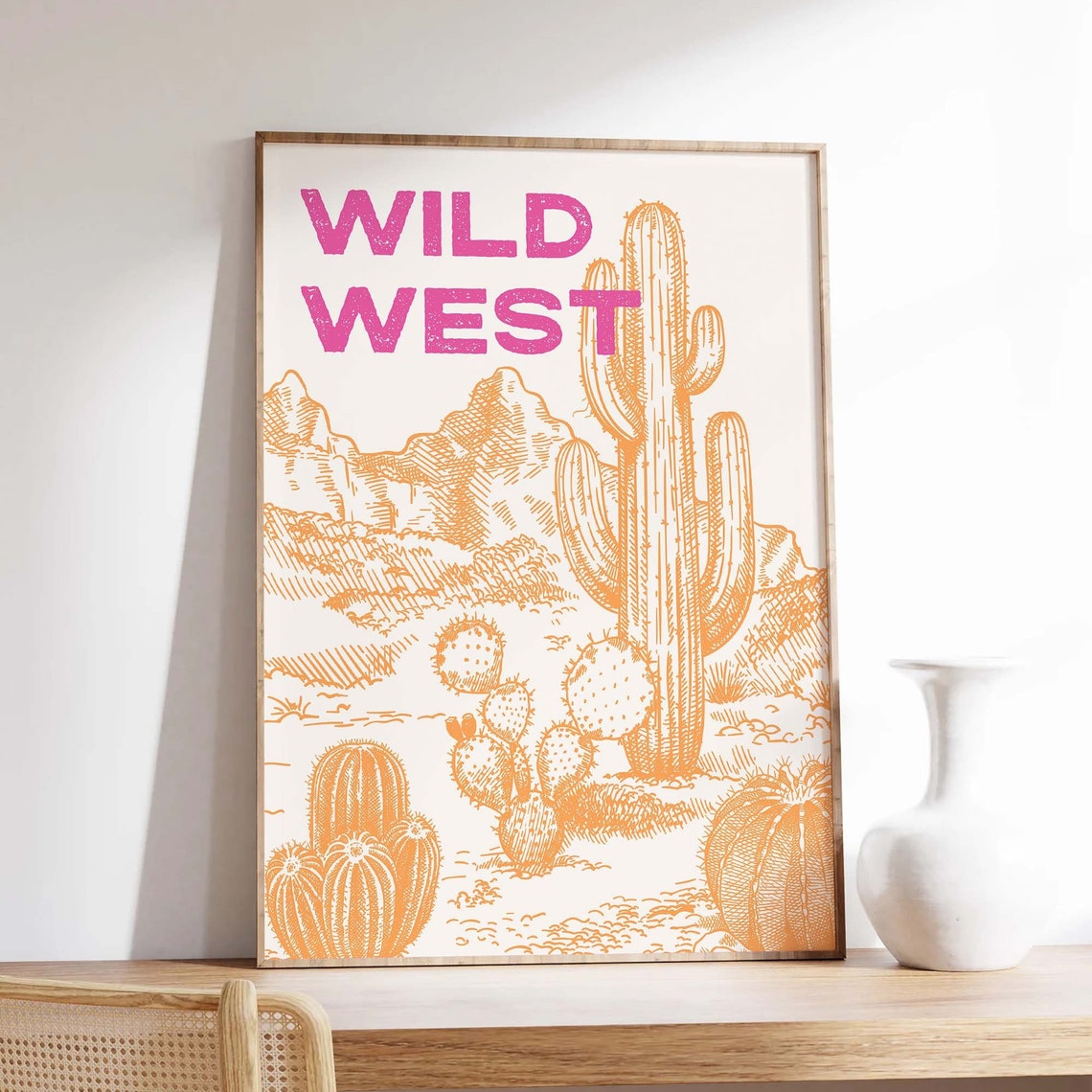 Wild West Pink Cactus Desert Western Cowboy Wall Decor Poster - Image 3