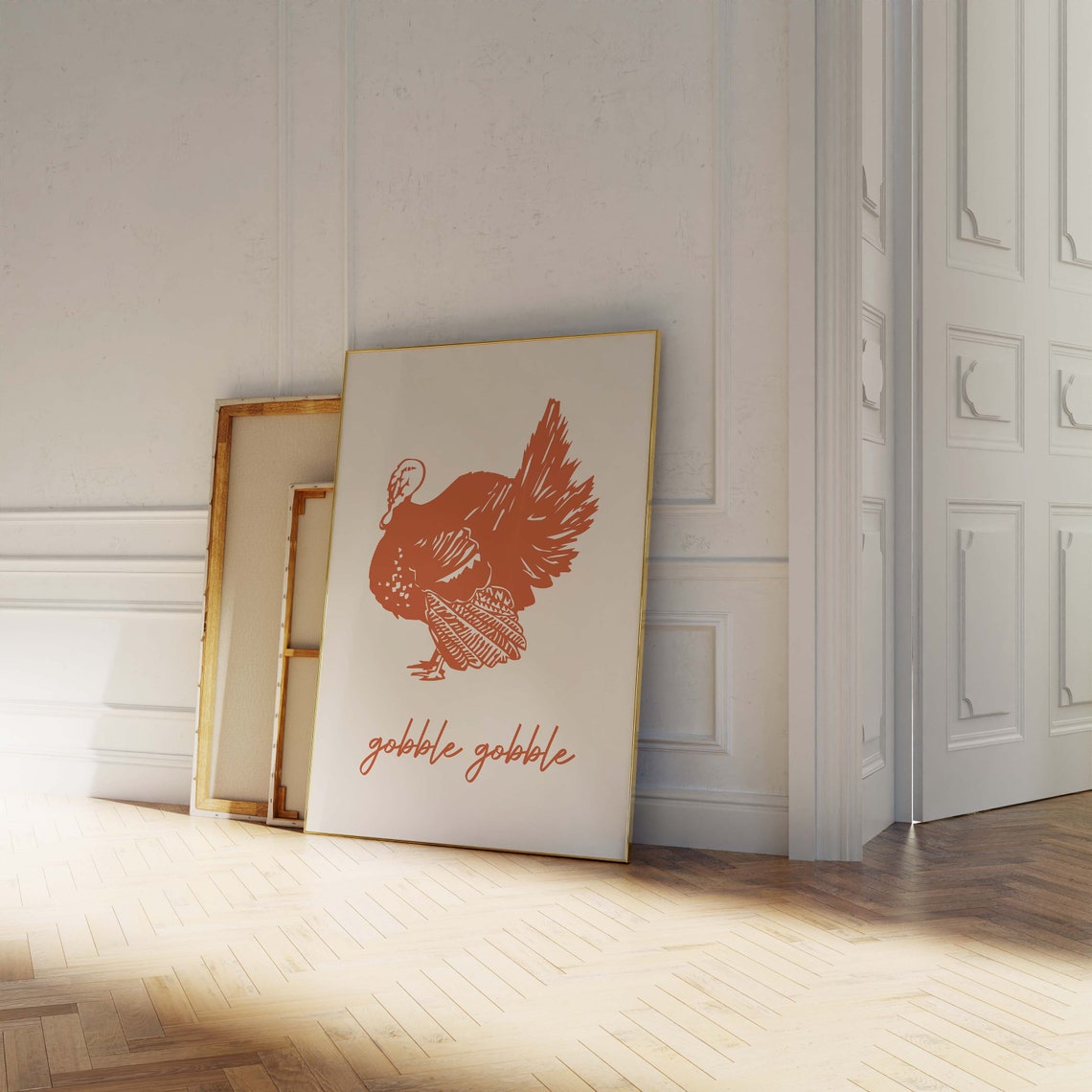 Gobble Gobble Turkey Orange Minimal Thanksgiving Wall Decor Poster - Image 3