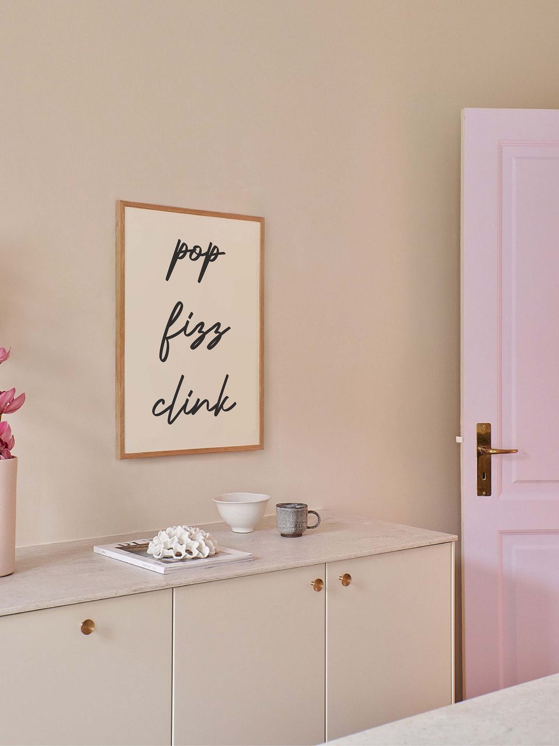 Pop Fizz Clink Champagne Bar Cart Script Typography Wall Poster - Image 6