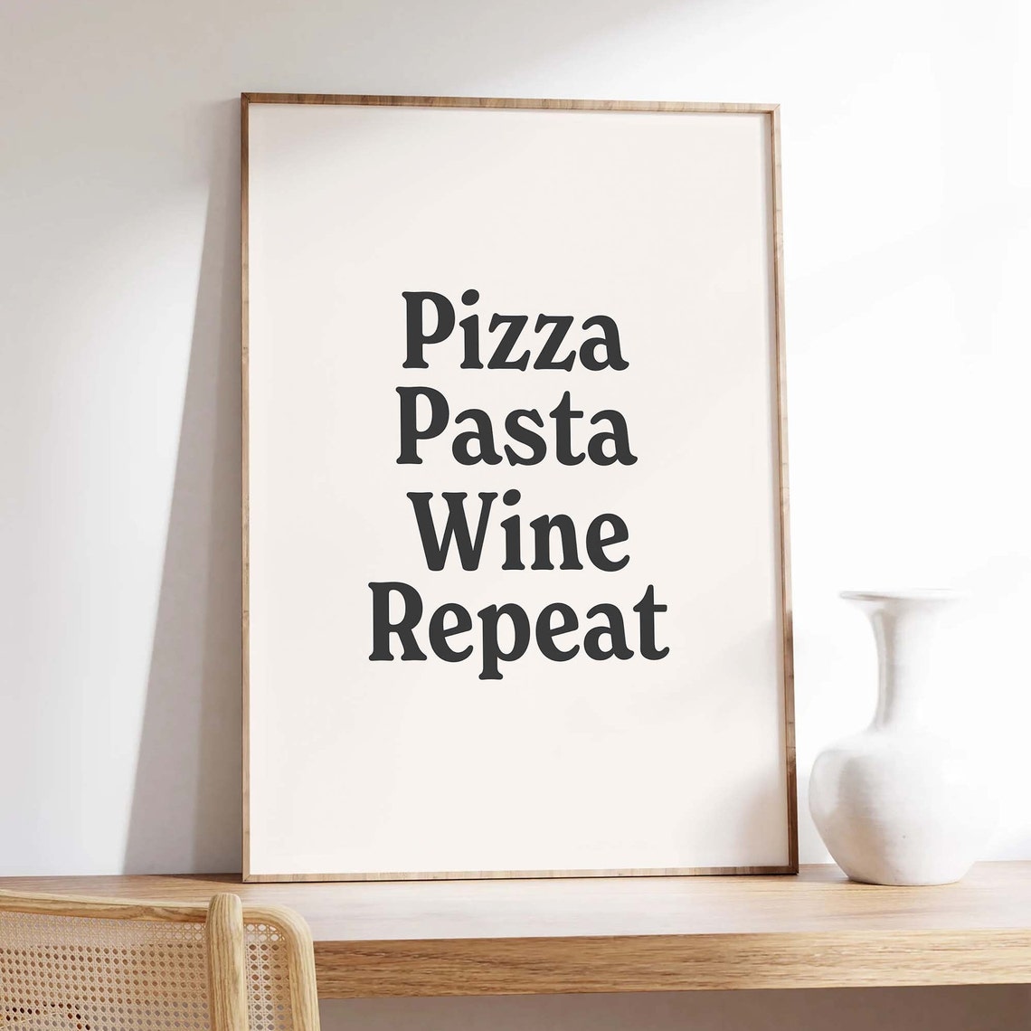Pizza Pasta Wine Repeat Print Art Aesthetic Kitchen Decor Cute Cooking Wall Art Trendy Food Wall Art - Image 4
