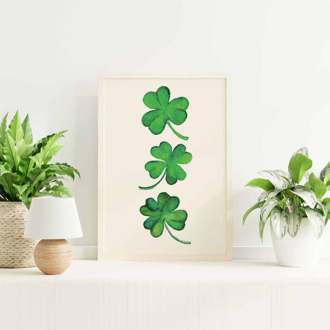 Irish Shamrocks Print Art Green Shamrock Print Cute St Patricks Day Wall Decor Irish Wall Art - Image 5