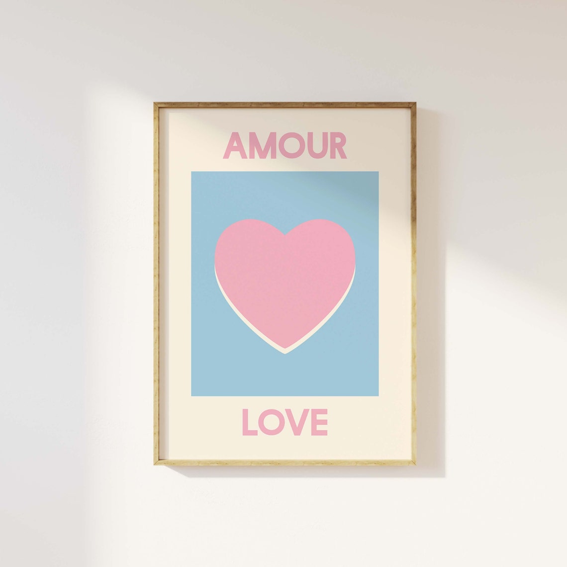 Amour Love Print Art Pink And Blue Heart Wall Art Cute Trendy Wall Art - Image 5
