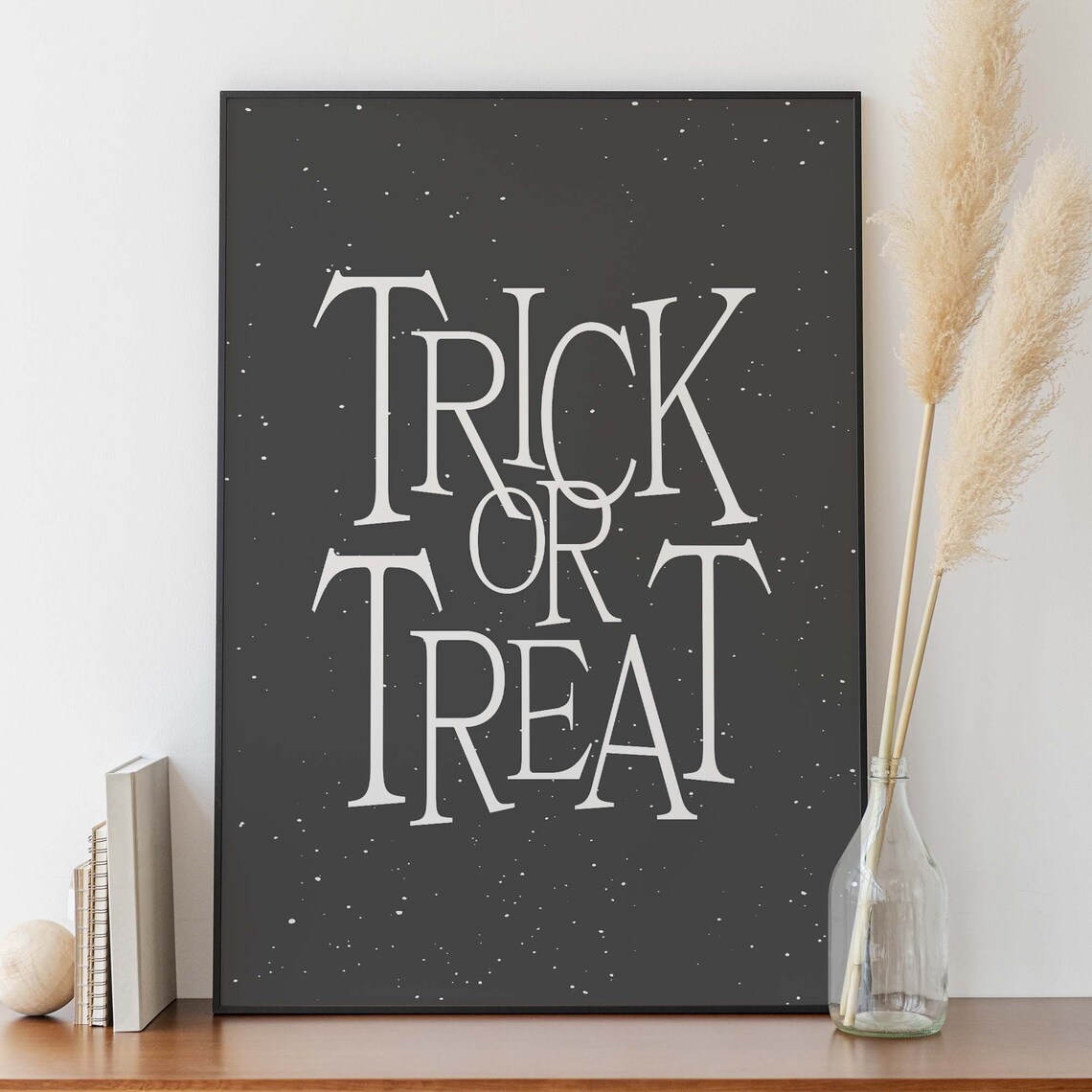 Trick Or Treat Minimal Black Halloween Quote Wall Decor Poster - Image 4