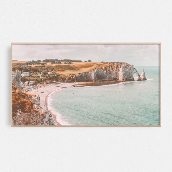 Etretat White Chalk Cliffs Arch Normandy France Photography Print
