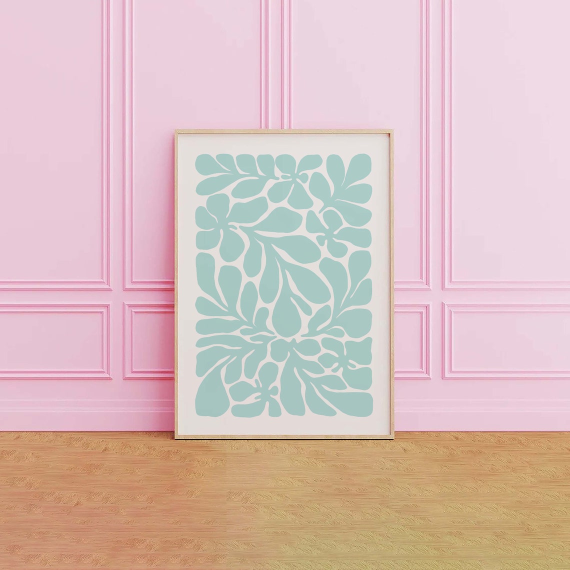 Mint Seaweed Leaf Abstract Botanical Art Poster for Modern Decor - Image 3