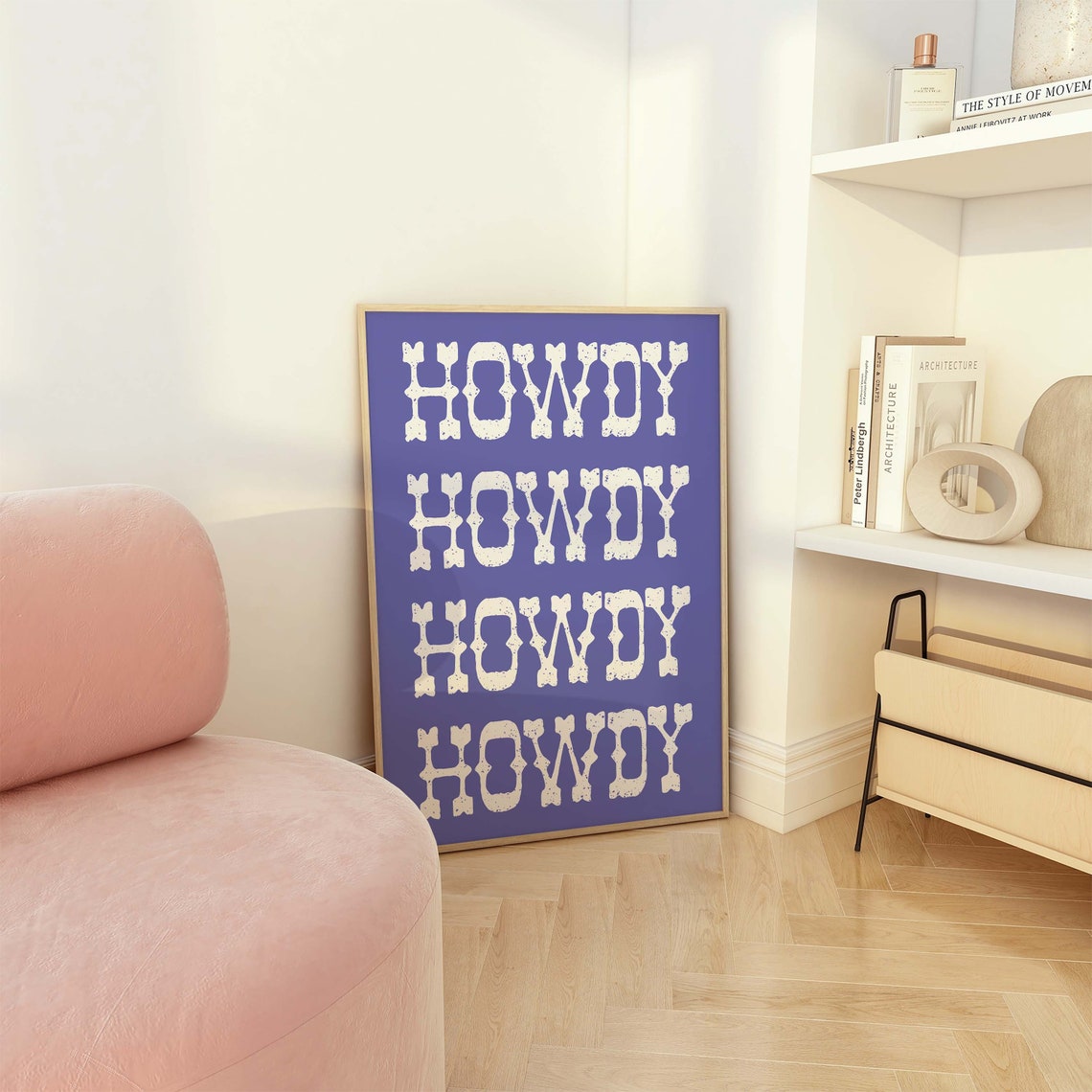 Howdy Western Lettering Purple Repeat Typography Retro Art Poster - Image 2