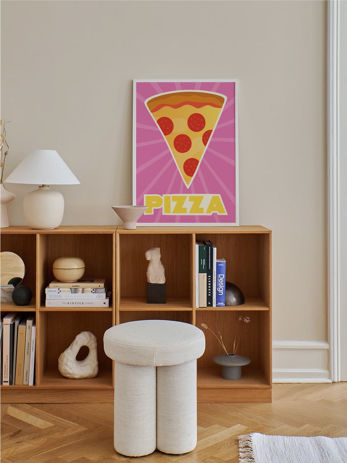 Pizza Print Art Pink Kitchen Decor Retro Pizza Poster Cute Food Kitchen Art - Image 3