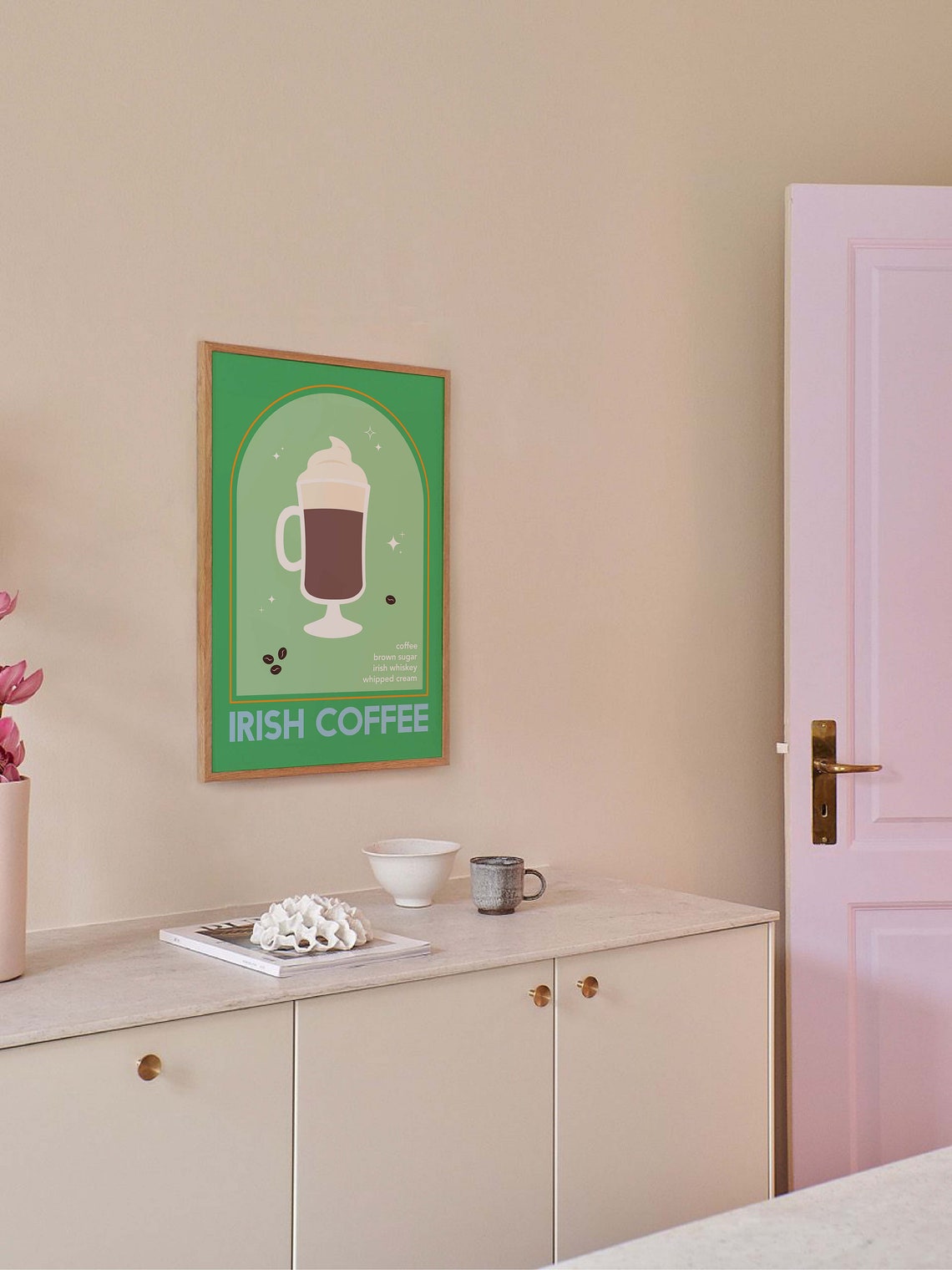 Irish Coffee Green Retro Recipe Kitchen Bar Cocktail Cute Decor Poster - Image 6