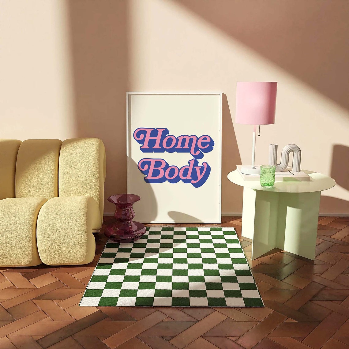 Homebody Print Art Minimal Blue Pink Typography Art Cute Wall Art Trendy Art Print - Image 3