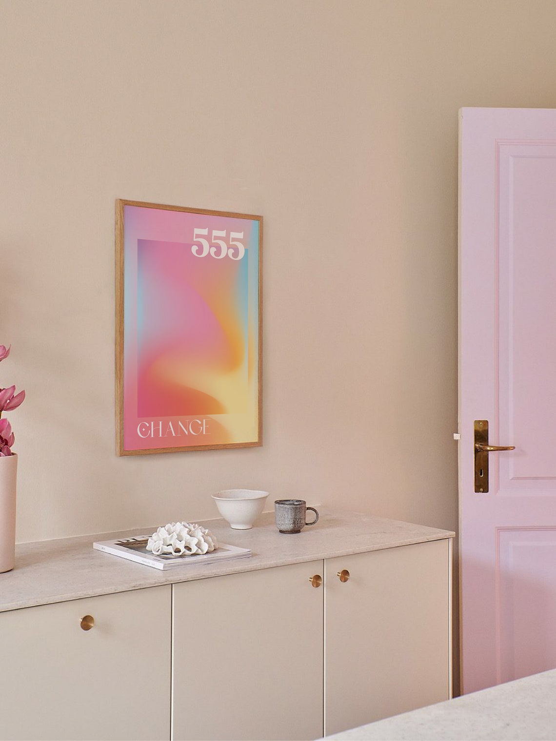 Angel Number 555 Change Poster with Rainbow Aura Gradient Design - Image 5