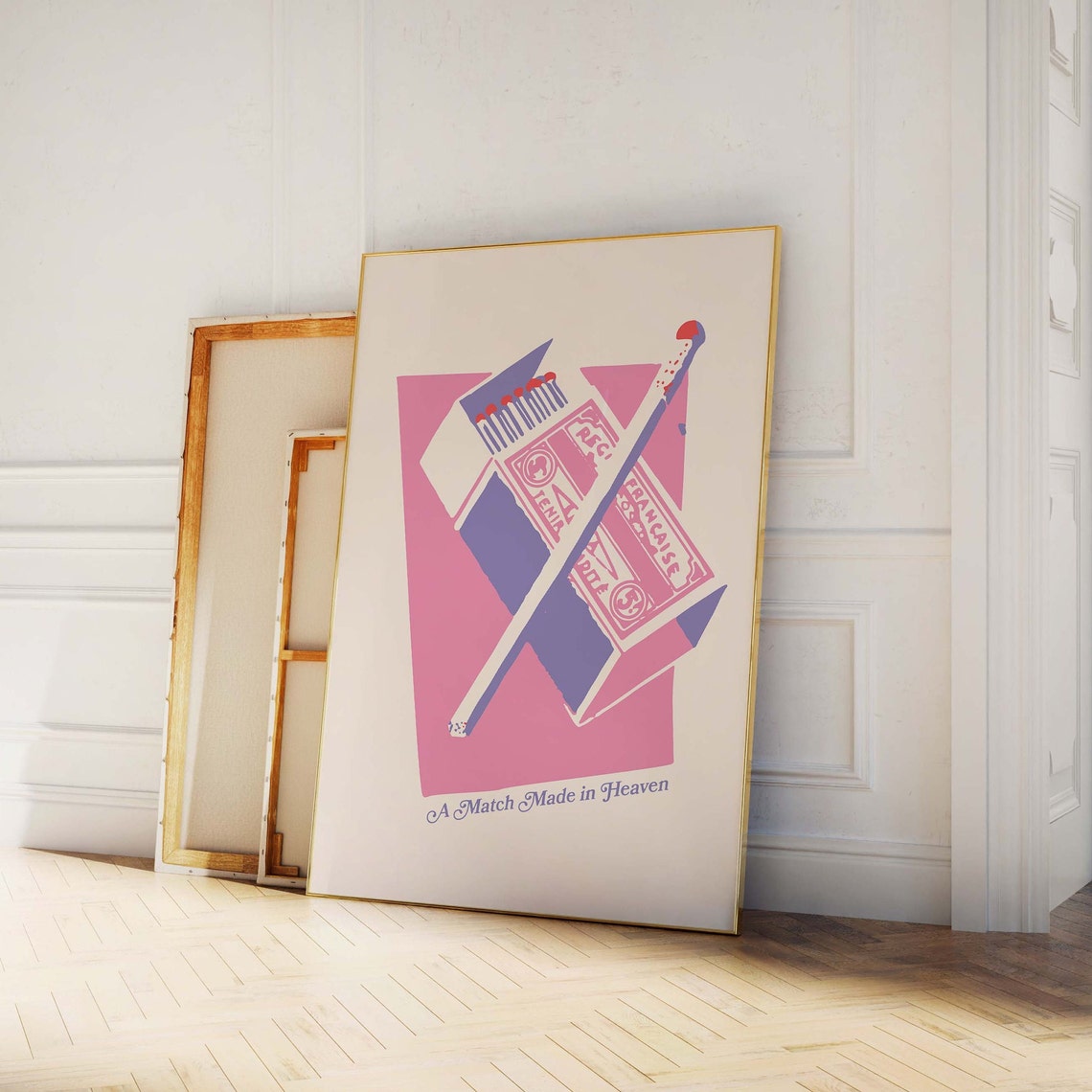 Matchbox Print Art Pink Wall Art Trendy Matchbook Valentines Day Decor Cute Romantic Art - Image 4