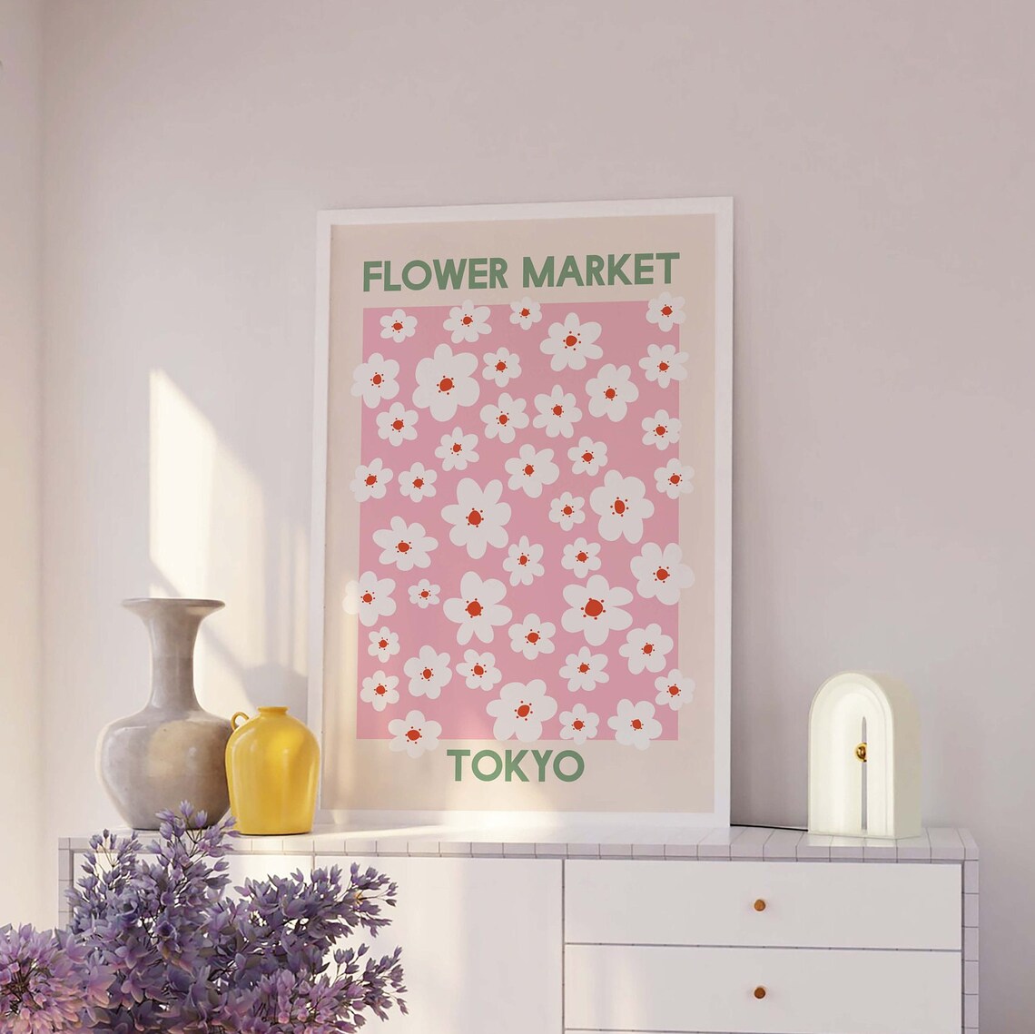Flower Market Tokyo Cherry Blossom Pink Sakura Japan Art Poster - Image 2