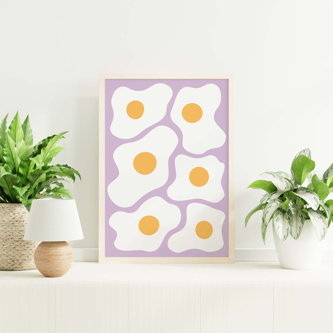 Eggs Print Art Purple Kitchen Food Decor Retro Breakfast Art Poster Cute Trendy Wall Art - Image 6