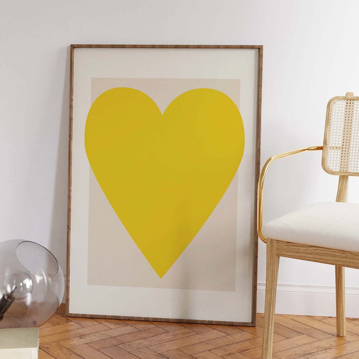 Bold Yellow Heart Minimalist Love Poster Modern Abstract Wall Decor - Image 5