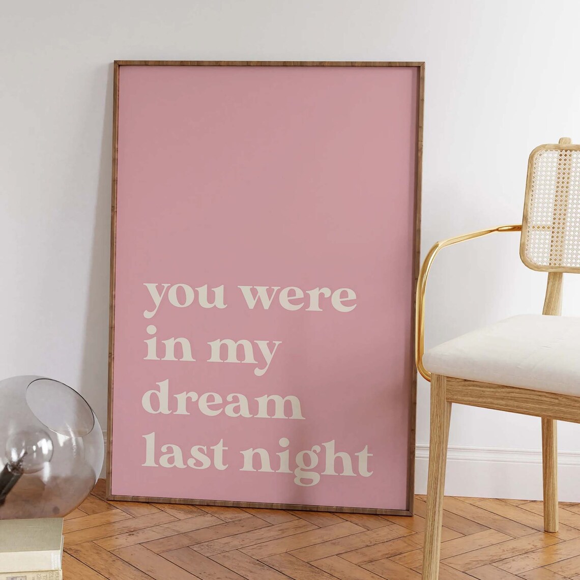 You Were in My Dream Last Night Pink Romantic Quote Typography Poster - Image 4