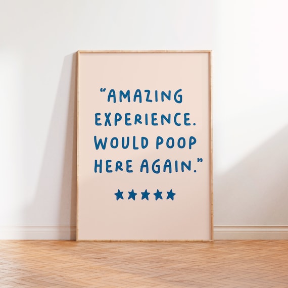 Amazing Experience Would Poop Here Again Print Entertaining Host Hostess Gift Unframed A5 A4 A3 Funny Typography Bathroom Loo Toilet Art