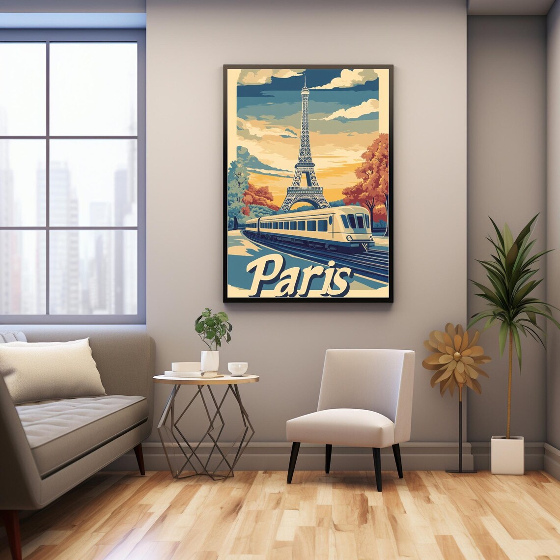 Vintage Parisian Sunset With Eiffel Tower Travel Poster - Image 2