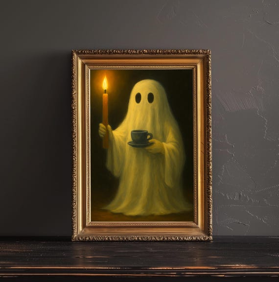 Holding Candle Poster Spooky Haunting Dark Academia Decor Funny Halloween Gift Print Art